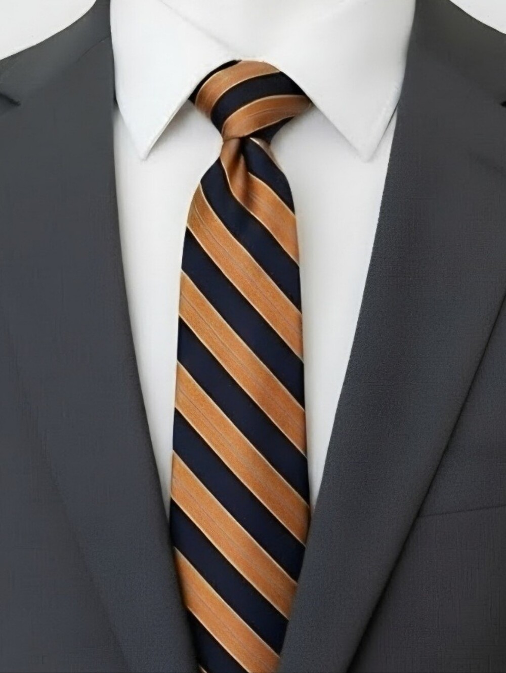 Meeting Street New Orange and Navy Striped Tie
